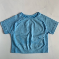 Damskie bezszwowe majtki rękaw krótki Top koszulki do jogi Slim Fit Running t-shirty do ćwiczeń koszulki treningowe dla kobiet Gym Sport kolarstwo 4